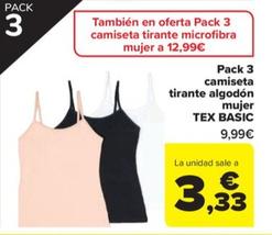 Oferta de Pack 3 camiseta tirante algodon mujer por 3,33€ en Carrefour