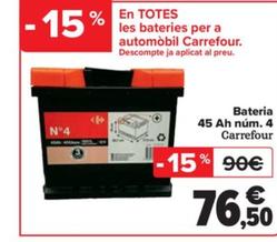 Oferta de En totes les bateries per a automobil por 76,5€ en Carrefour