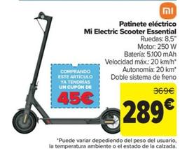 Oferta de Patinete electrico mi electri scooter essential por 289€ en Carrefour