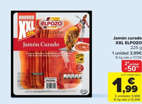 Oferta de Jamon curado xxl por 1,99€ en Carrefour