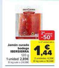 Oferta de Ibersierra jamon curado bodega por 1,44€ en Carrefour