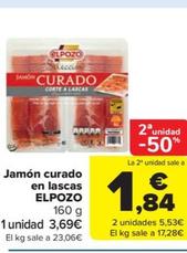 Oferta de Jamon curado en lascas por 1,84€ en Carrefour