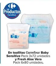 Oferta de En toallitas Baby Sensitive y Fresh Aloe Vera en Carrefour