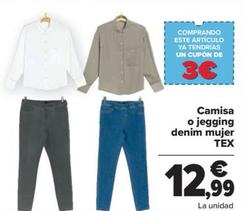 Oferta de Camisa o jegging denim miujer por 12,99€ en Carrefour