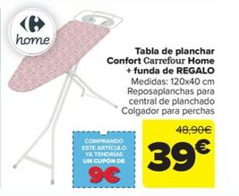 Oferta de Tabla de planchar confort home + funda de regalo por 39€ en Carrefour