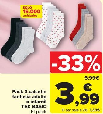 Oferta de Pack 3 calcetin fantasia adulto o infantil por 3,99€ en Carrefour