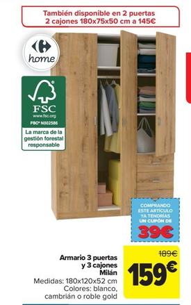 Oferta de Armario 3 puertas y 3 cajones por 159€ en Carrefour