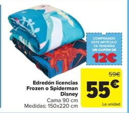 Oferta de Edredón licencias frozen o spiderman disney por 55€ en Carrefour