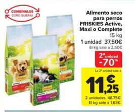 Oferta de Alimento seco para perros friskies active, maxi o complete por 37,5€ en Carrefour