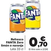 Oferta de Refresco zero limon o naranja por 0,7€ en Carrefour