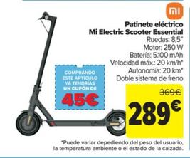 Oferta de Patinete eléctrico mi electric scooter essential por 289€ en Carrefour