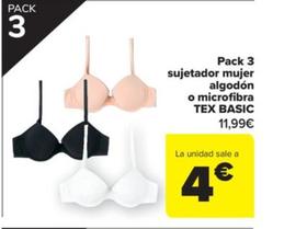 Oferta de Pack 3 sujetador mujer algodon o microfibra basic por 11,99€ en Carrefour