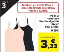 Oferta de Pack 3 camiseta tirante algodon mujer basic por 9,99€ en Carrefour