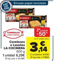Oferta de Canelones o lasanas por 6,29€ en Carrefour