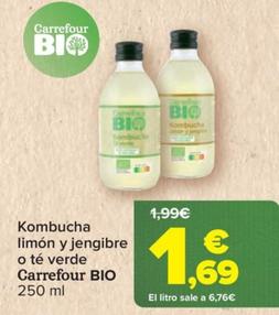 Oferta de Kombucha limon y jengibre o te verde por 1,69€ en Carrefour