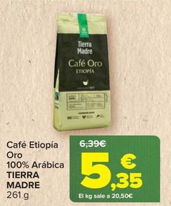 Oferta de Tierra Madre Cafe Etiopia Oro 100% Arabica por 5,35€ en Carrefour