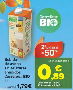 Oferta de Bebida de avena sin azucares anadidos por 1,79€ en Carrefour