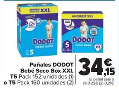 Oferta de Panales Bebe Seco Box XXL T5 o T5 por 34,15€ en Carrefour Market