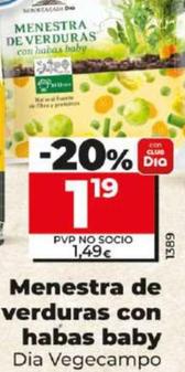 Oferta de Vegecampo menestra de verduras con habas baby por 1,19€ en Dia