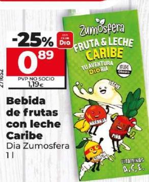 Oferta de Zumosfera bebida de frutas con leche por 0,89€ en Dia