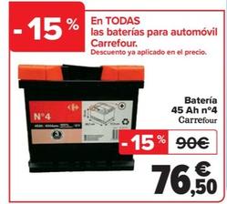 Oferta de Bateria 45 ah n4 por 76,5€ en Carrefour