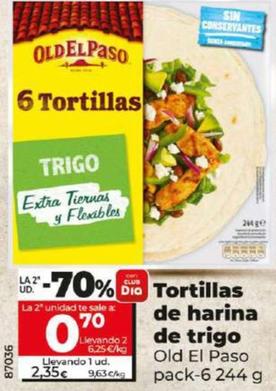 Oferta de Tortillas de harina de trigo por 0,7€ en Dia