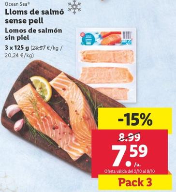 Oferta de Lloms de salmo sense pell por 7,59€ en Lidl