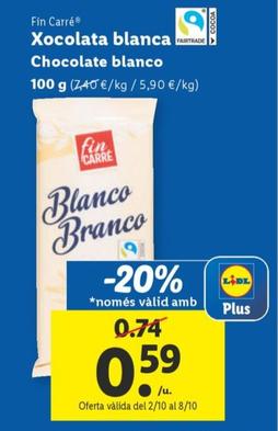 Oferta de Xocolata blanca por 0,59€ en Lidl