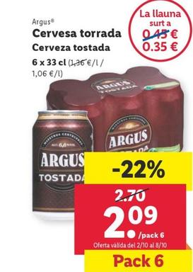 Oferta de Cervesa torrada por 2,09€ en Lidl