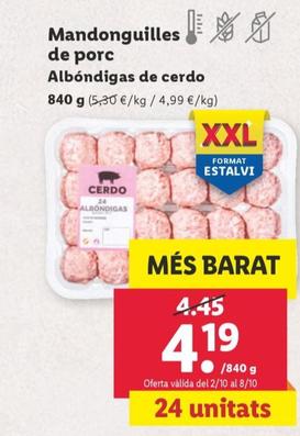 Oferta de Mandonguilles de porc por 4,19€ en Lidl