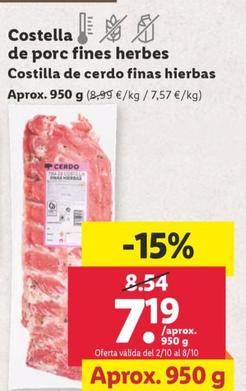 Oferta de Costella de porc fines herbes por 7,19€ en Lidl