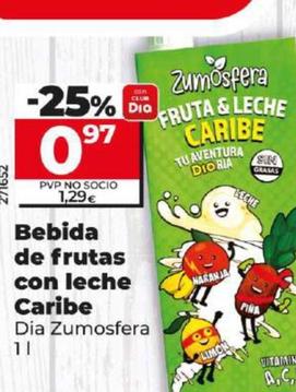 Oferta de Zumosfera bebida de frutas con leche caribe por 0,97€ en Dia