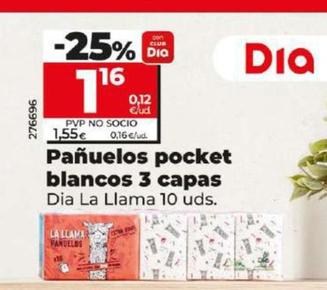 Oferta de Pañuelos pocket blancos 3 capas por 1,16€ en Dia