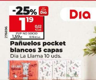 Oferta de Pañuelos pocket blancos 3 capas por 1,19€ en Dia