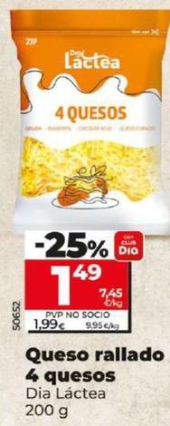 Oferta de Queso rallado 4 quesos por 1,49€ en Dia