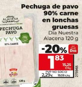 Oferta de Pechuga de pavo 90% carne en lonchas gruesas por 1,83€ en Dia