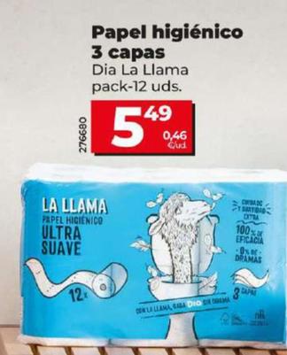 Oferta de La llama papel higienico 3 capas por 5,49€ en Dia