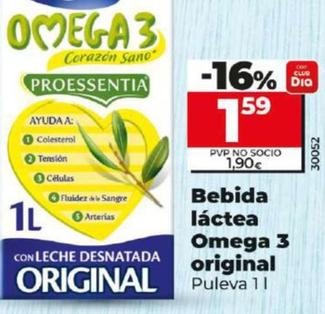 Oferta de Bebida lactea omega 3 original por 1,59€ en Dia