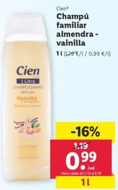 Oferta de Champu familiar almendra vainilla por 0,99€ en Lidl