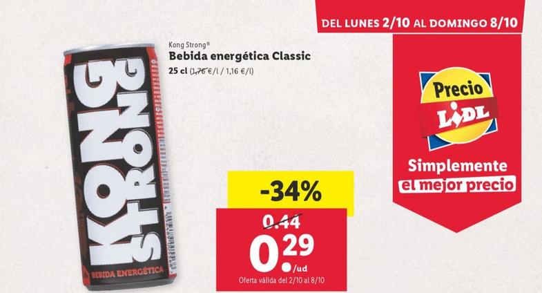 Oferta de Bebida energética Classic por 0,29€ en Lidl