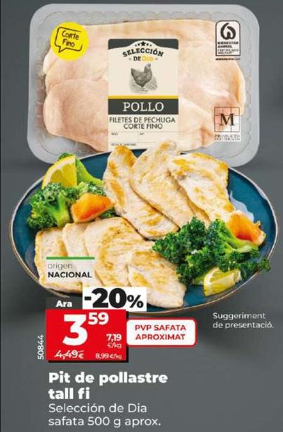 Oferta de Pit de pollastre tall fi por 3,59€ en Dia
