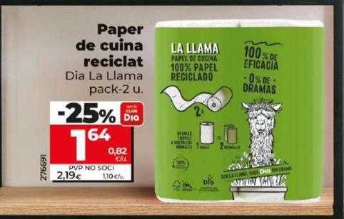 Oferta de Paper De Cuina Reciclat La Llama por 2,19€ en Dia