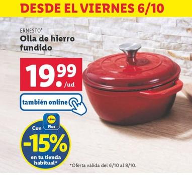 Oferta de Olla de hierro fundido por 19,99€ en Lidl