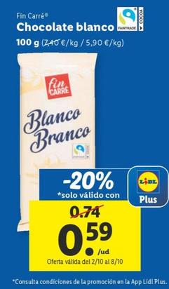 Oferta de Chocolate blanco por 0,59€ en Lidl