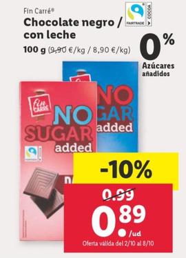 Oferta de Chocolate negro/ con leche por 0,89€ en Lidl