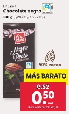 Oferta de Chocolate negro por 0,5€ en Lidl