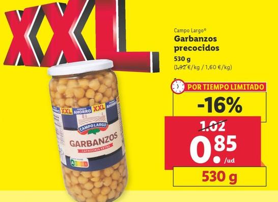 Oferta de Garbanzos precocidos por 0,85€ en Lidl
