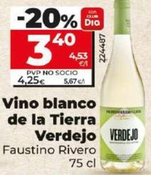 Oferta de Vino blanco de la tierra verdejo por 4,25€ en Dia