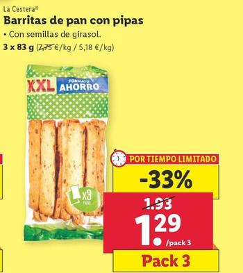 Oferta de Barritas de pan con pipas por 1,29€ en Lidl