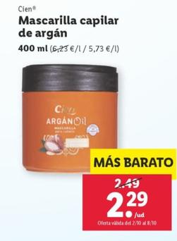 Oferta de Mascarilla capilar de argan por 2,29€ en Lidl